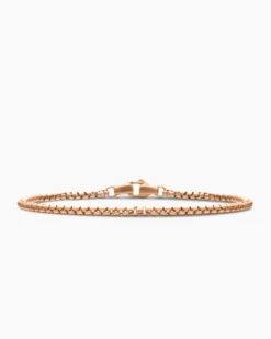 Box Chain Bracelet 18K Rose Gold, 2.7mm