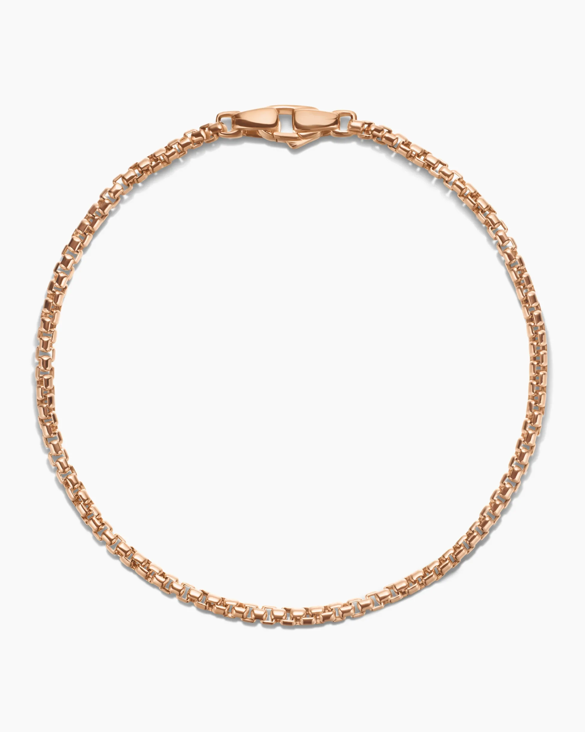 Box Chain Bracelet 18K Rose Gold, 2.7mm