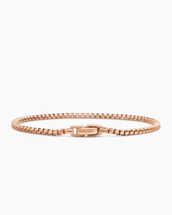 Box Chain Bracelet 18K Rose Gold, 2.7mm