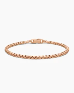 Box Chain Bracelet 18K Rose Gold, 3.4mm