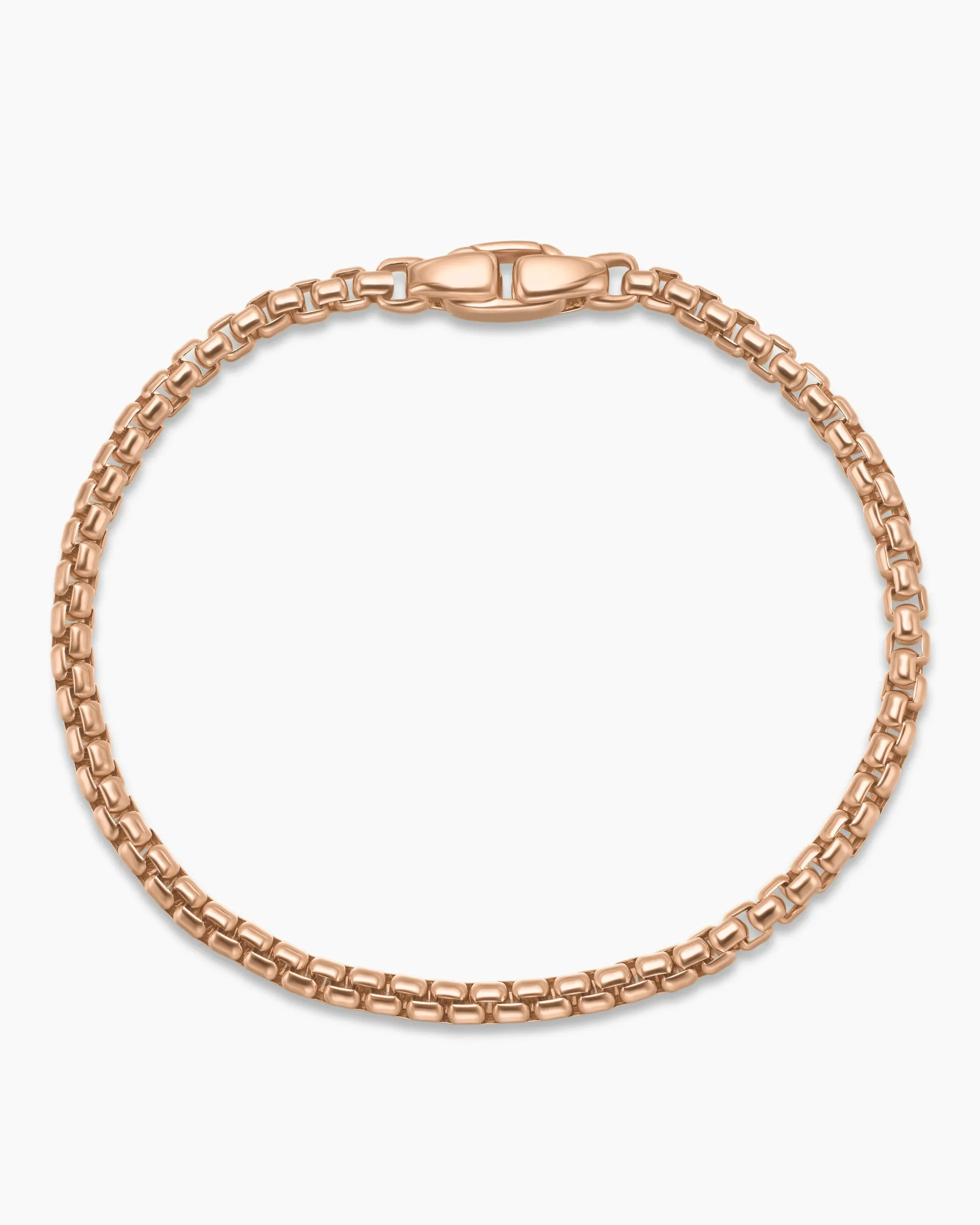 Box Chain Bracelet 18K Rose Gold, 3.4mm