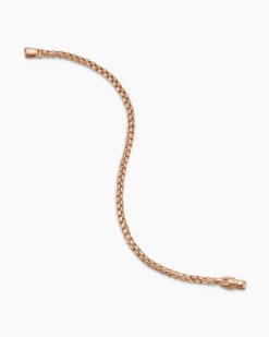 Box Chain Bracelet 18K Rose Gold, 3.4mm