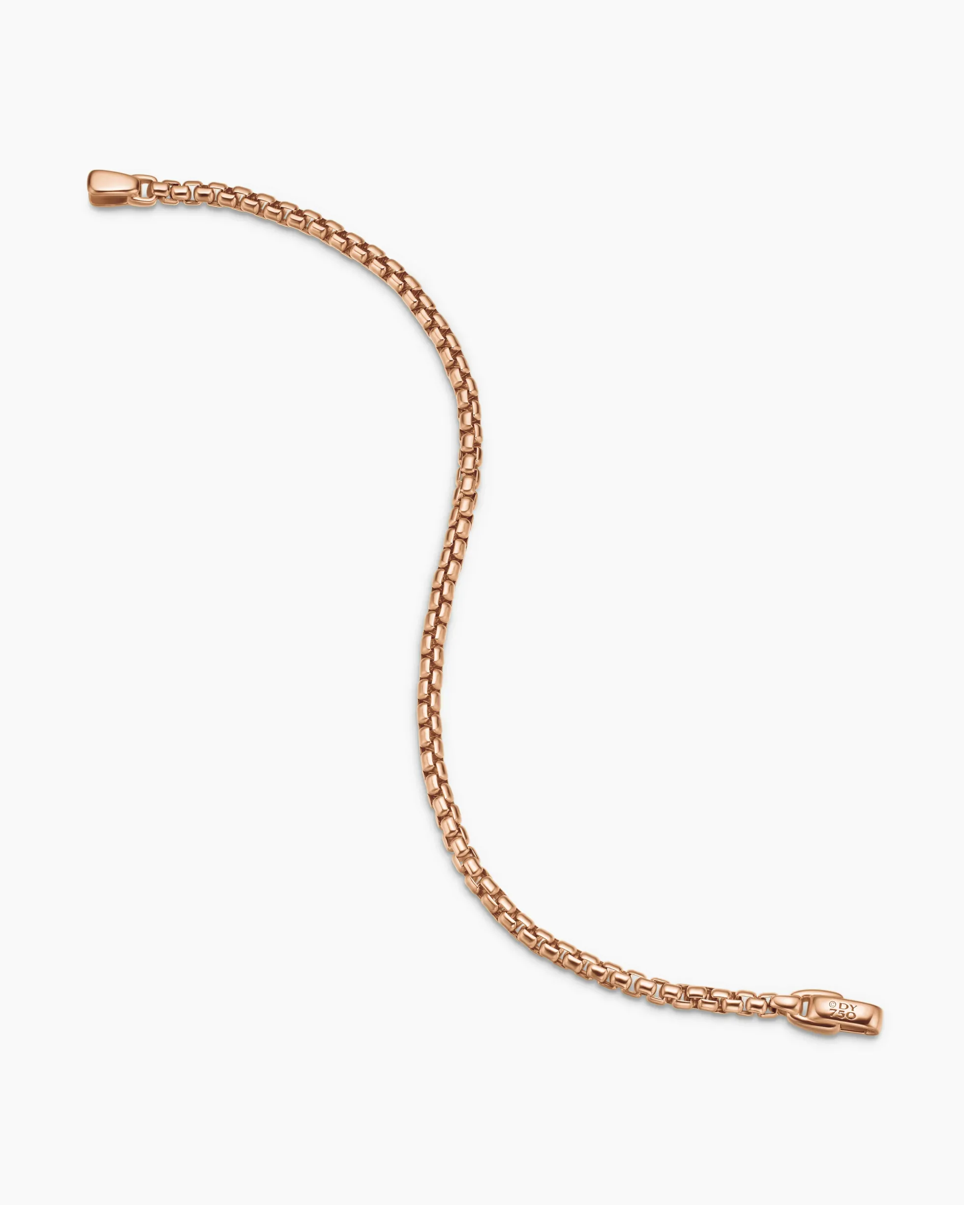 Box Chain Bracelet 18K Rose Gold, 3.4mm