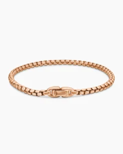 Box Chain Bracelet 18K Rose Gold, 3.4mm
