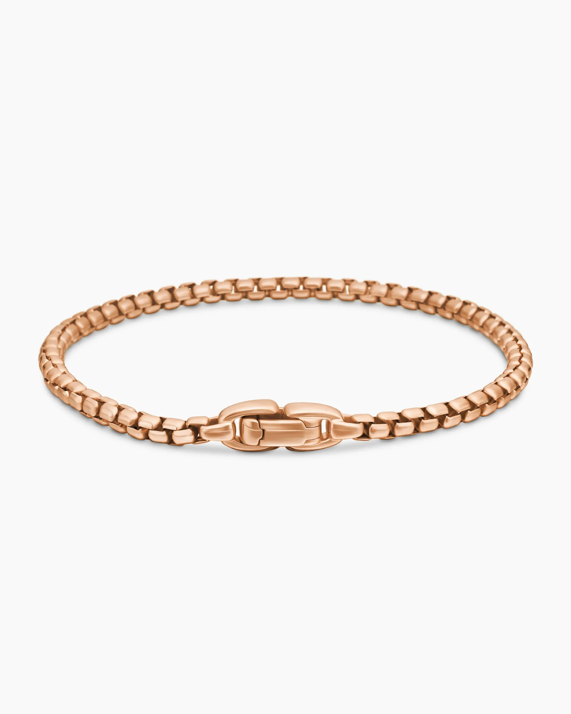 Box Chain Bracelet 18K Rose Gold, 3.4mm