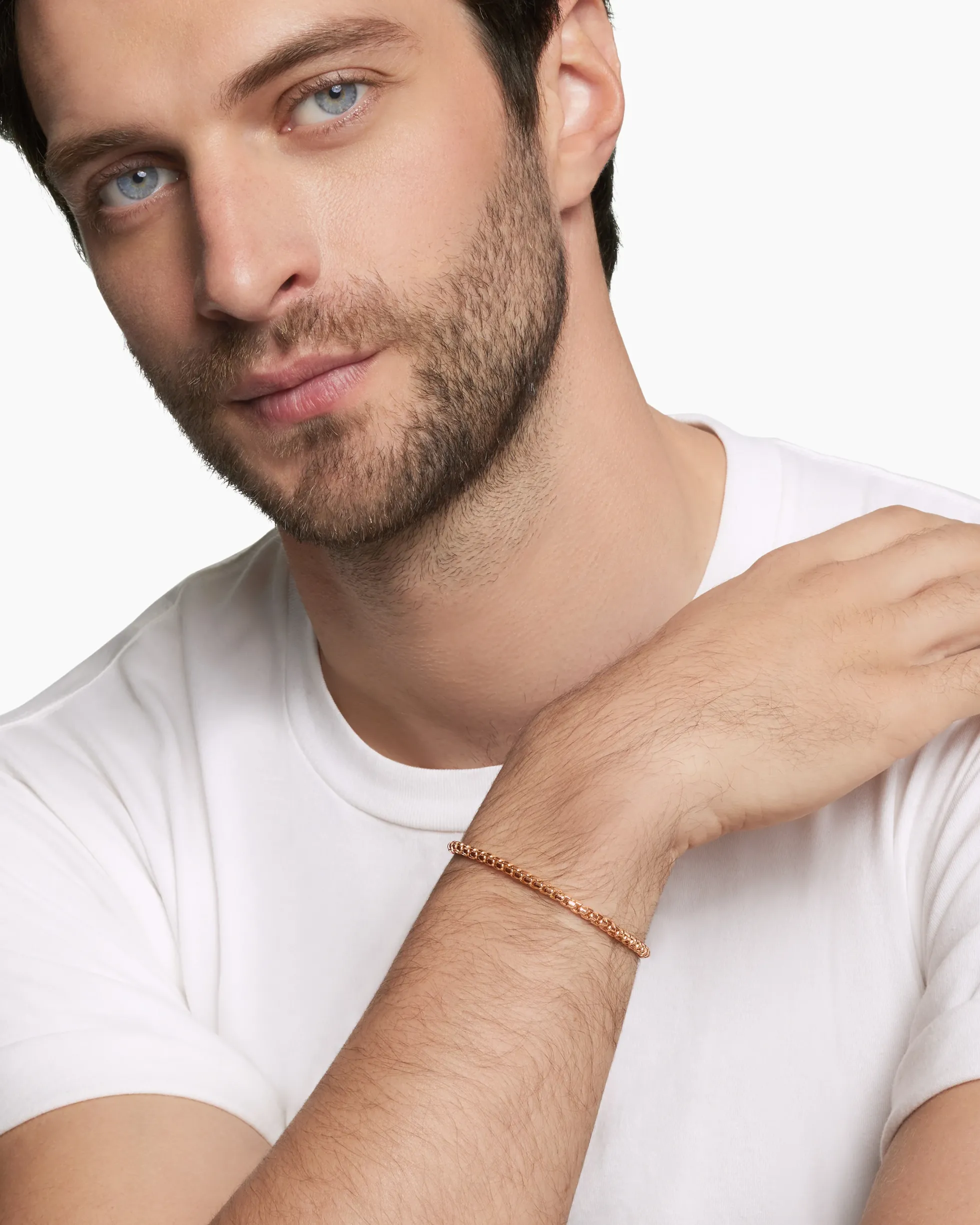 Box Chain Bracelet 18K Rose Gold, 3.4mm