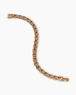 Box Chain Bracelet 18K Rose Gold with Pavé Cognac Diamonds, 7.3mm