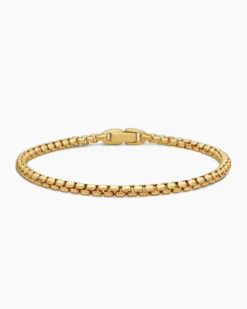 Box Chain Bracelet 18K Yellow Gold, 3.4mm
