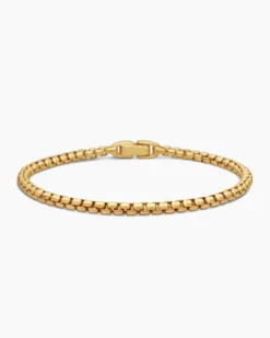 Box Chain Bracelet 18K Yellow Gold, 3.4mm