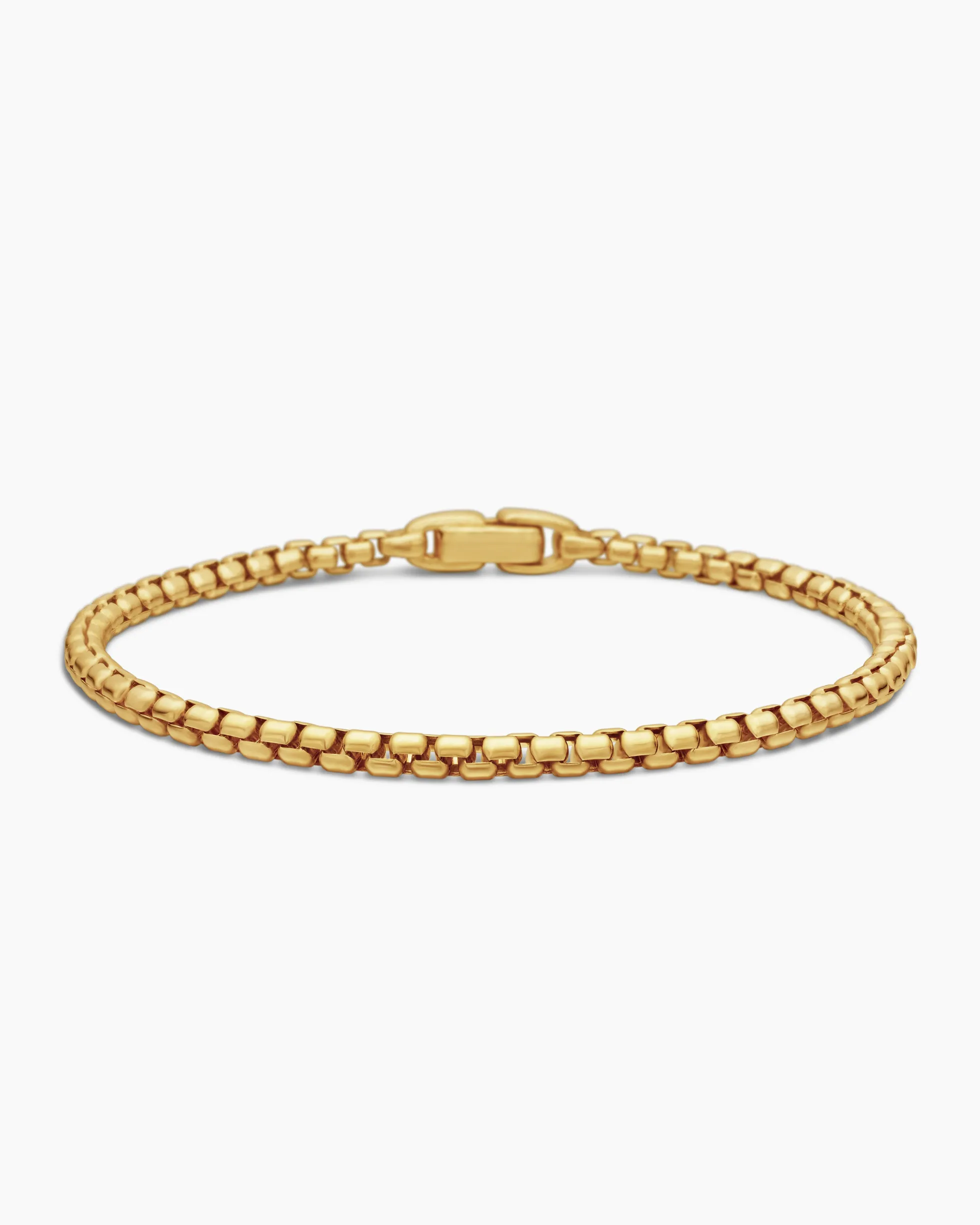 Box Chain Bracelet 18K Yellow Gold, 3.4mm