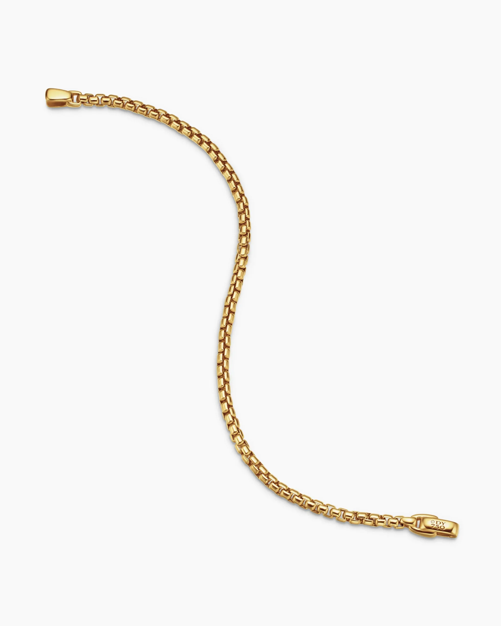 Box Chain Bracelet 18K Yellow Gold, 3.4mm