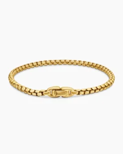 Box Chain Bracelet 18K Yellow Gold, 3.4mm