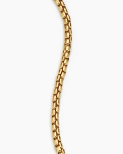 Box Chain Bracelet 18K Yellow Gold, 3.4mm