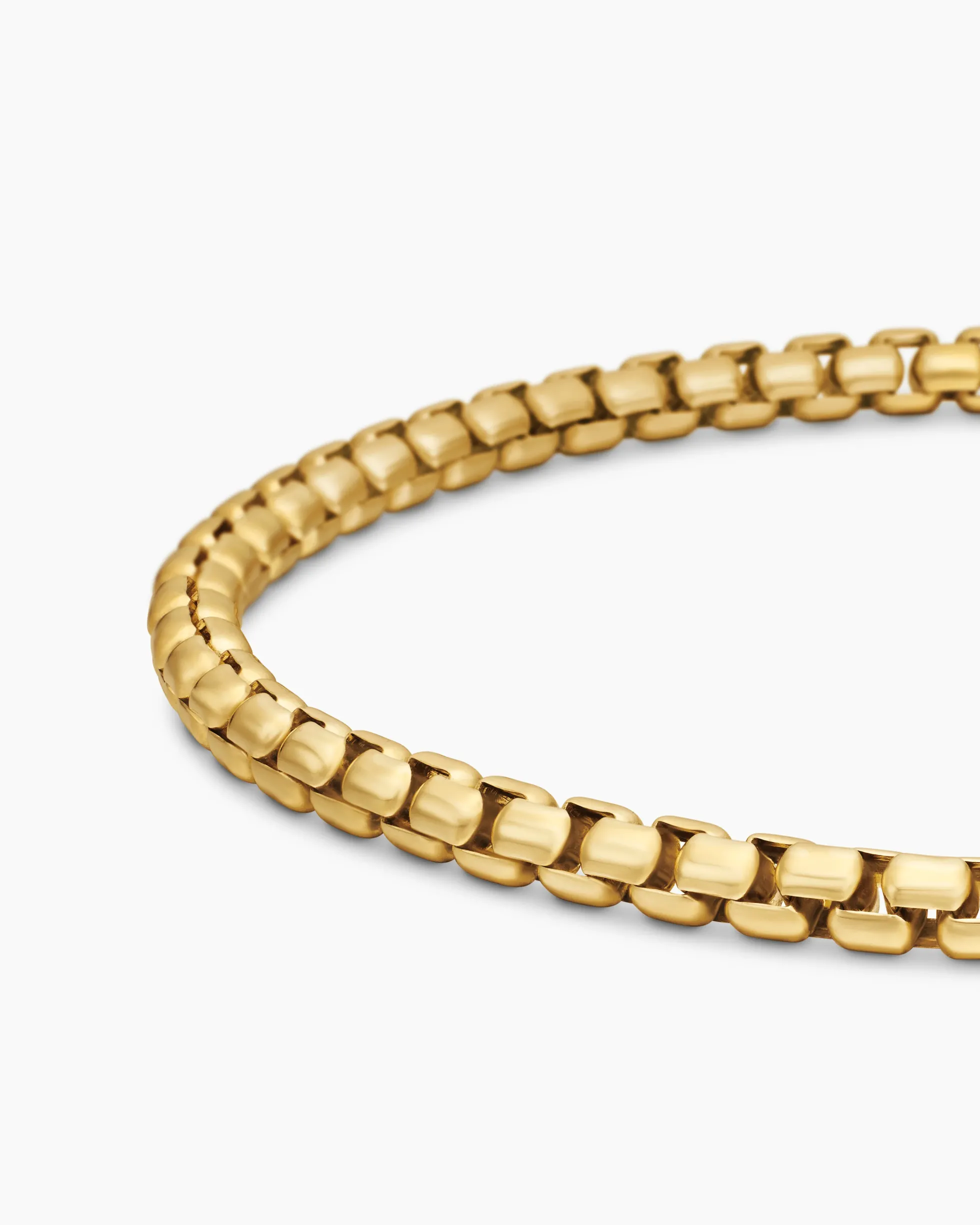 Box Chain Bracelet 18K Yellow Gold, 3.4mm