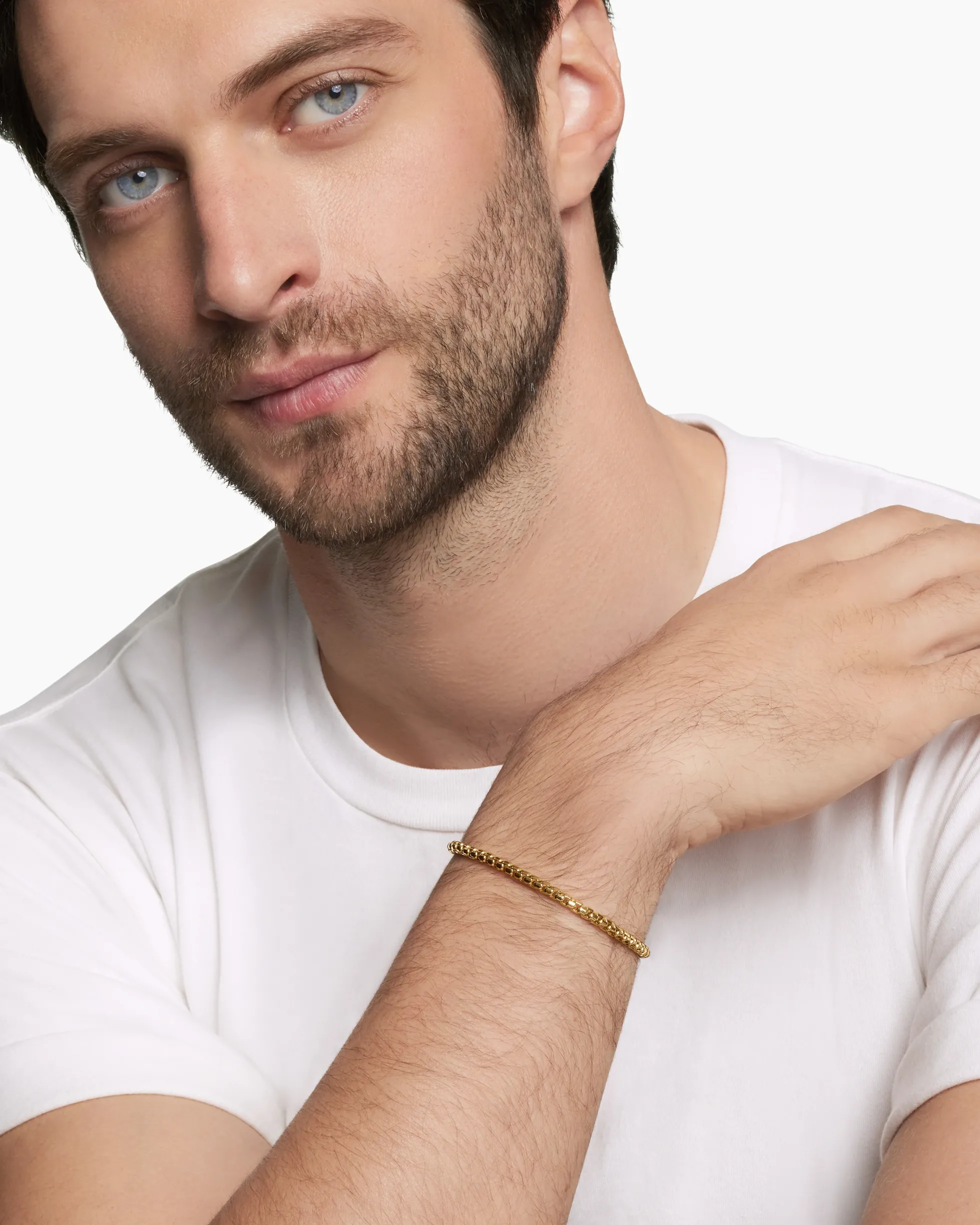 Box Chain Bracelet 18K Yellow Gold, 3.4mm
