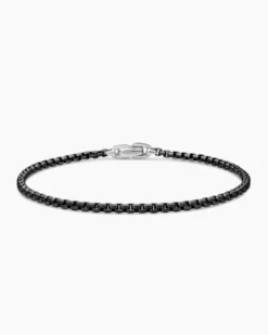Box Chain Bracelet Stainless Steel and Sterling Silver, 2.7mm