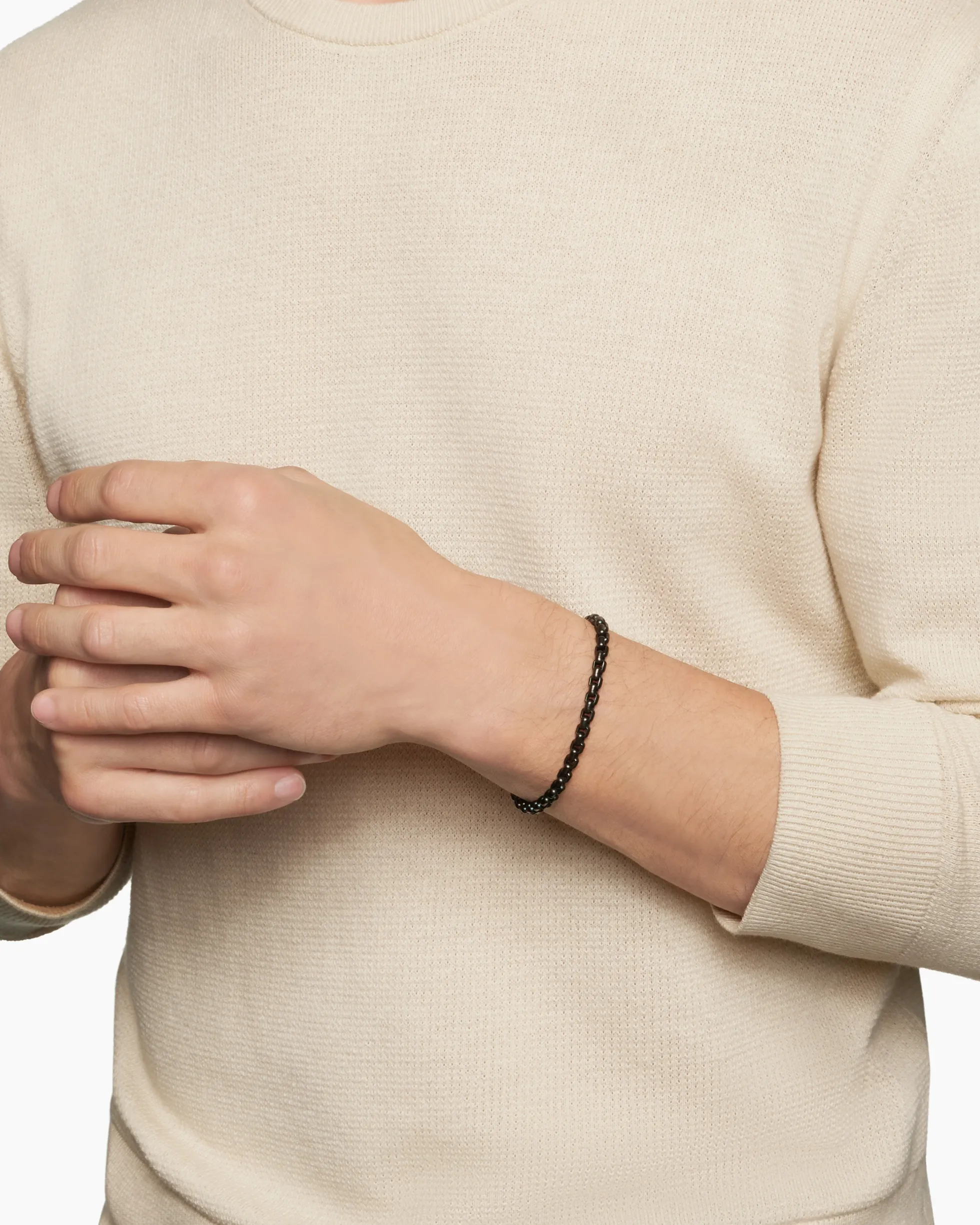 Box Chain Bracelet Stainless Steel with 14K Yellow Gold, 5mm