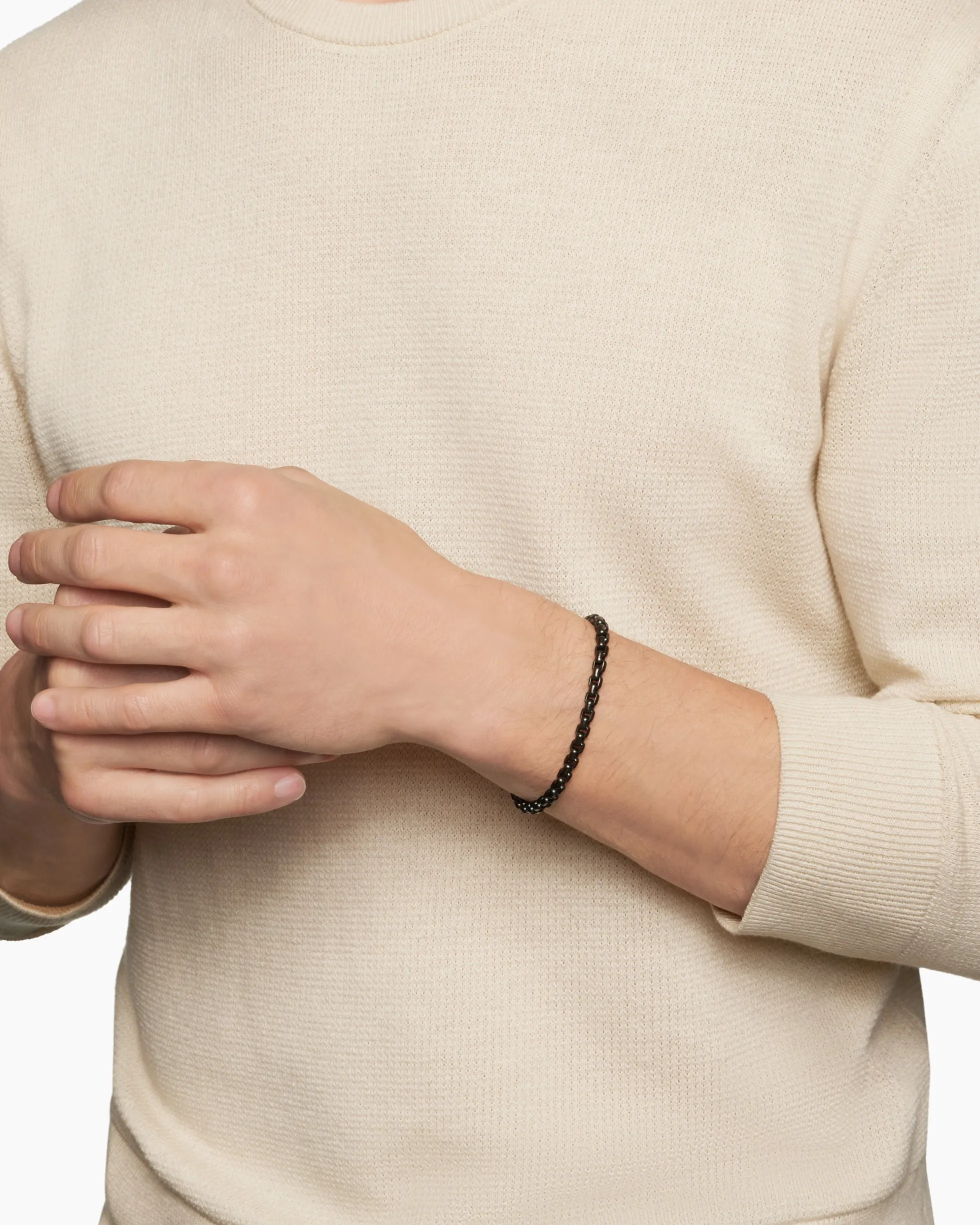 Box Chain Bracelet Stainless Steel with 14K Yellow Gold, 5mm