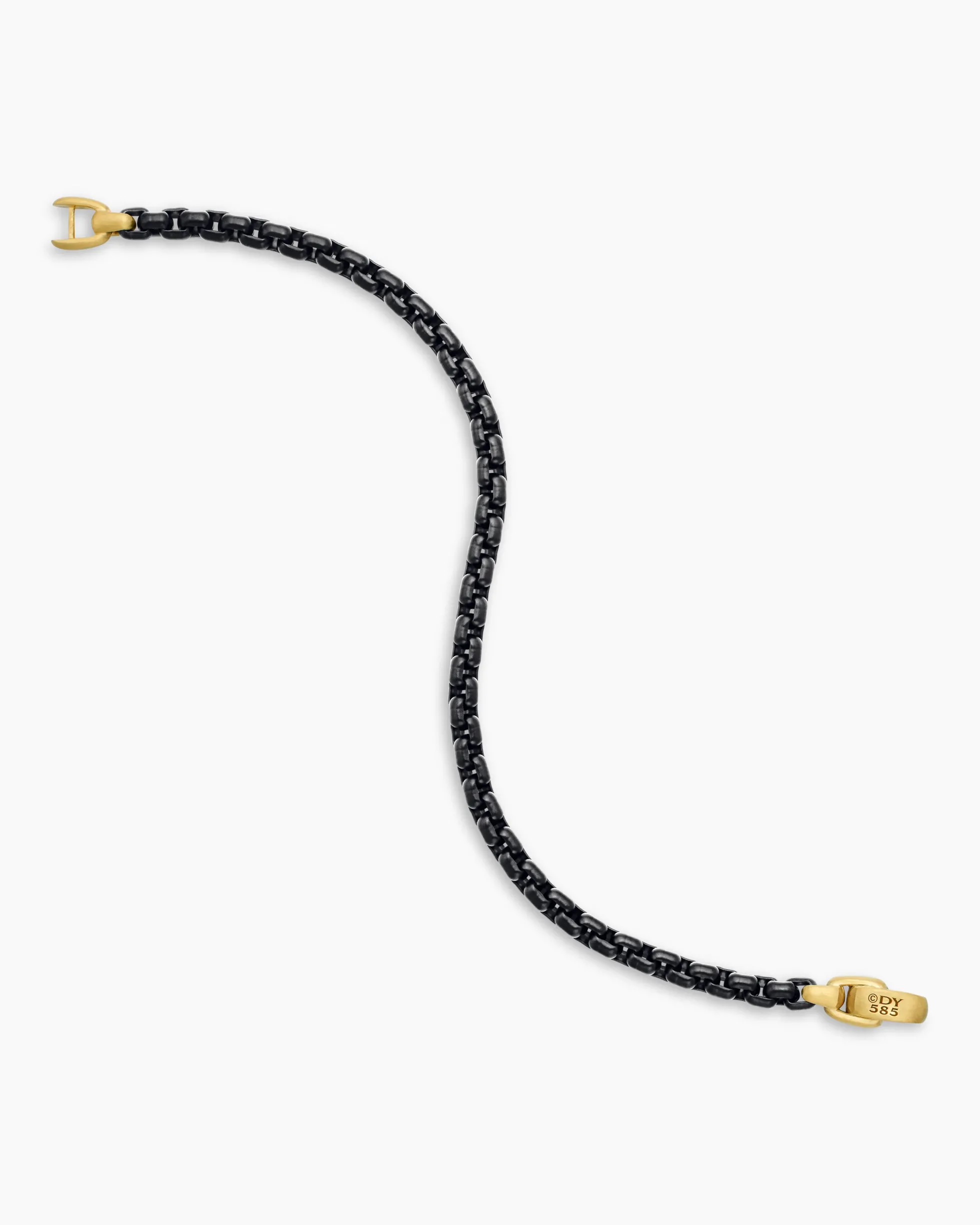 Box Chain Bracelet Stainless Steel with 14K Yellow Gold, 5mm