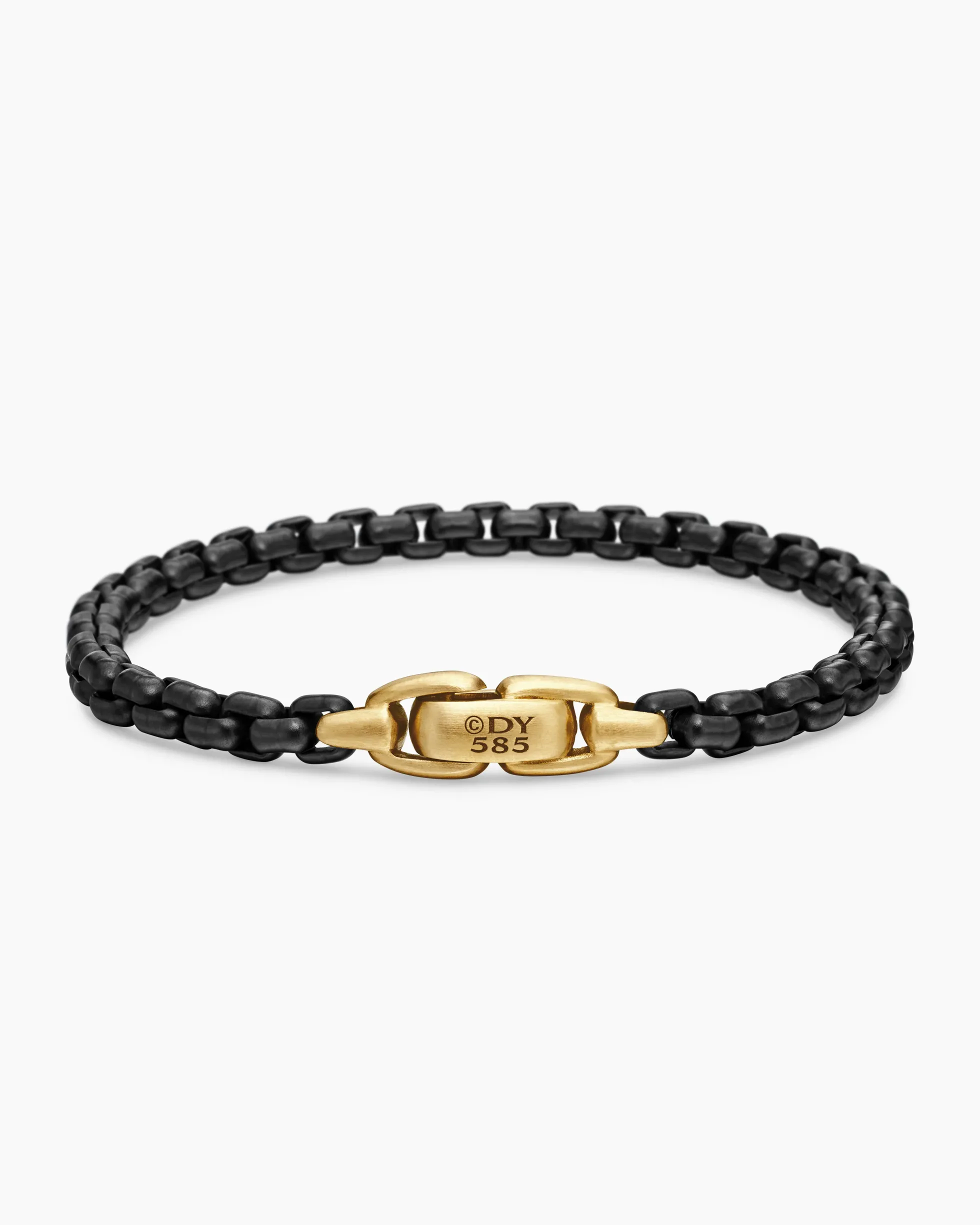 Box Chain Bracelet Stainless Steel with 14K Yellow Gold, 5mm