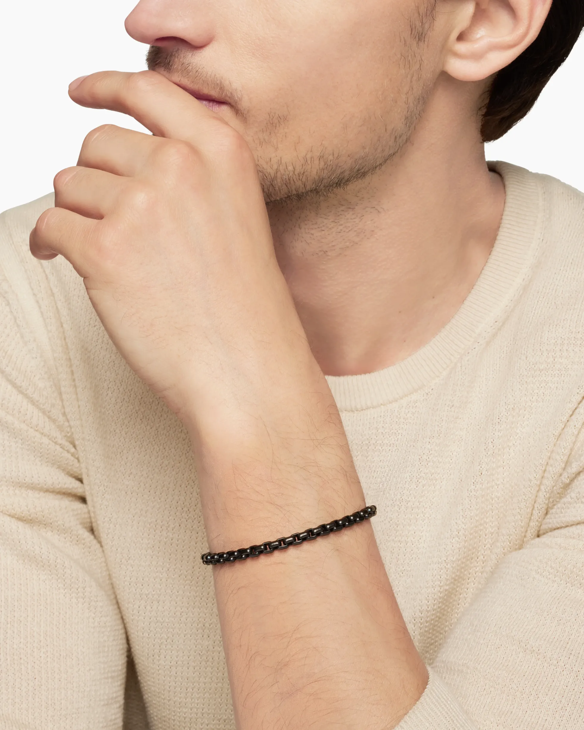 Box Chain Bracelet Stainless Steel with 14K Yellow Gold, 5mm