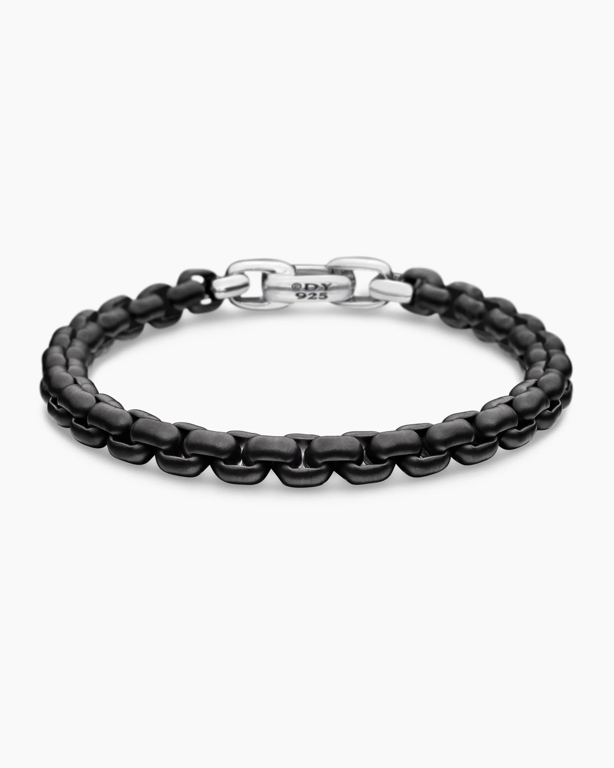 Box Chain Bracelet Stainless Steel and Sterling Silver, 7.3mm