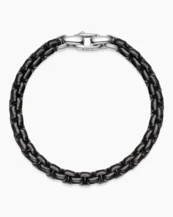 Box Chain Bracelet Stainless Steel and Sterling Silver, 7.3mm