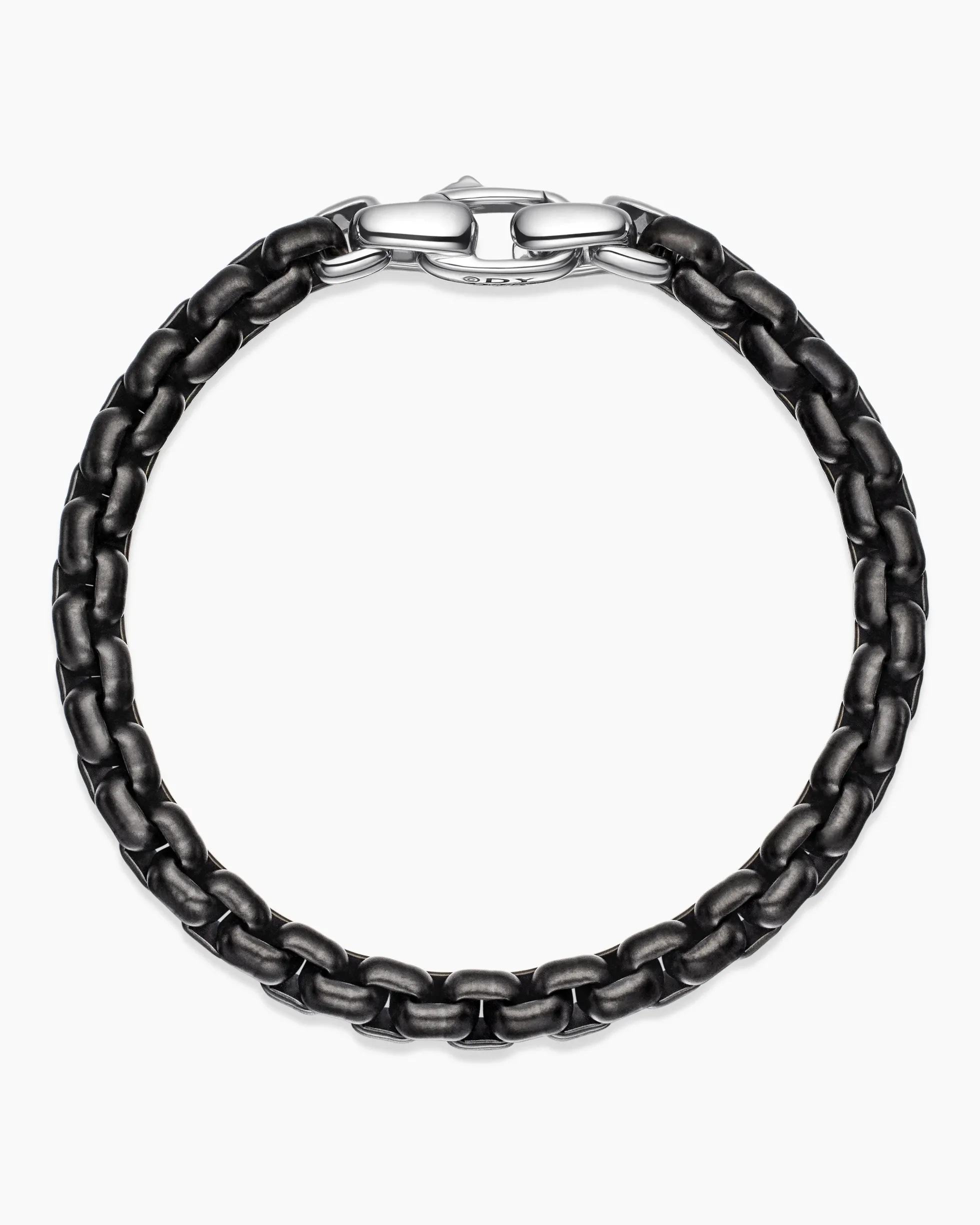 Box Chain Bracelet Stainless Steel and Sterling Silver, 7.3mm