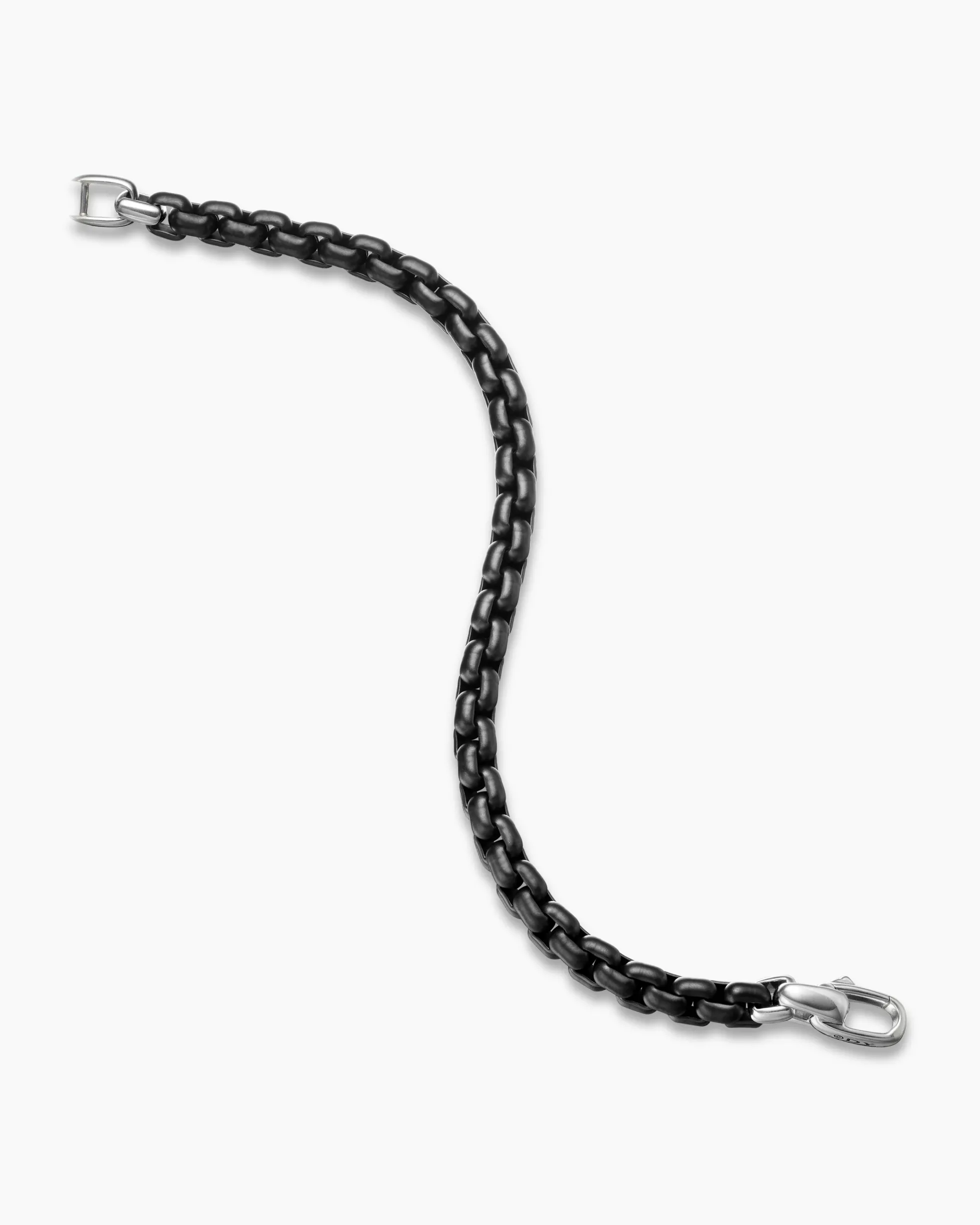Box Chain Bracelet Stainless Steel and Sterling Silver, 7.3mm
