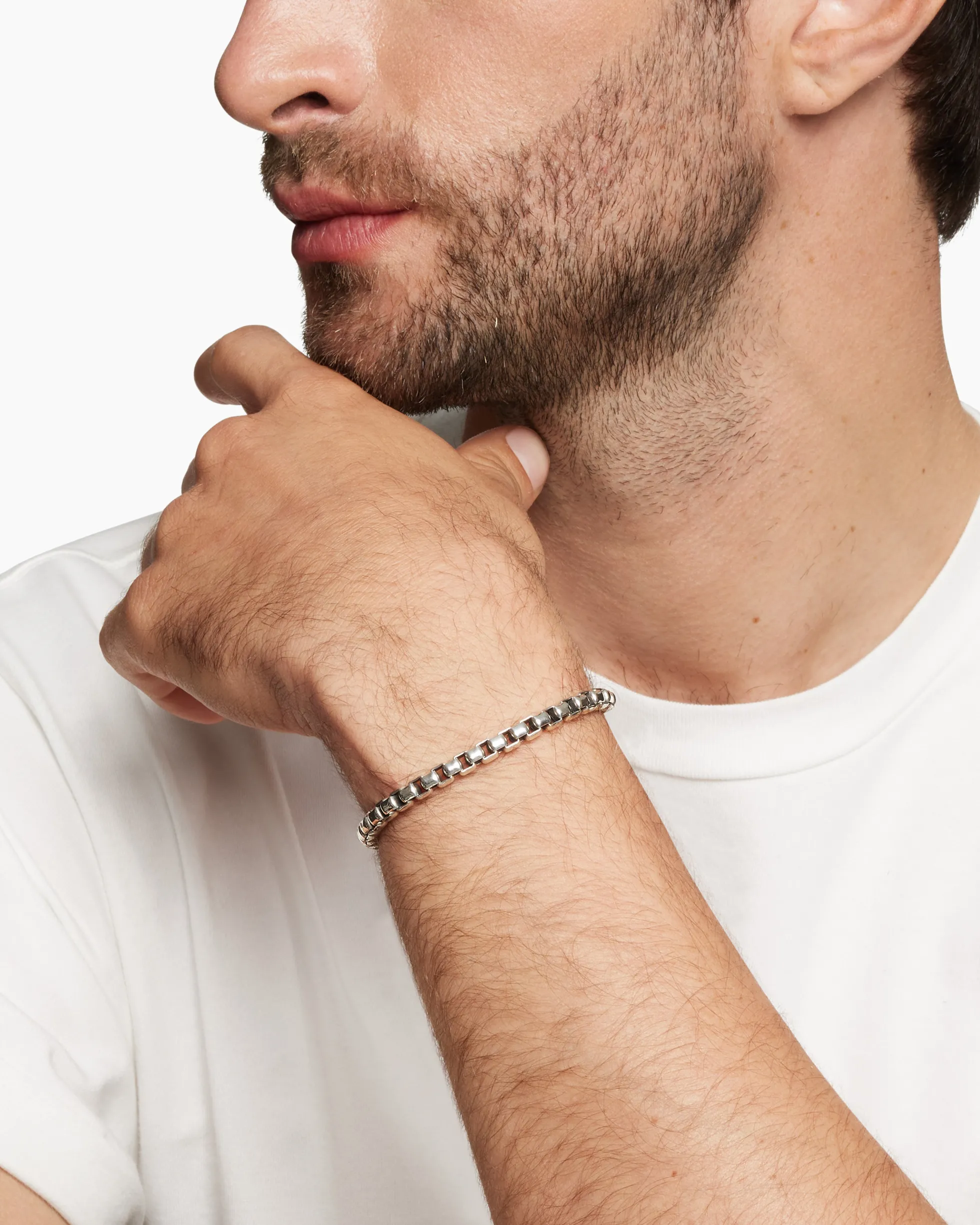 Box Chain Bracelet Sterling Silver, 5mm