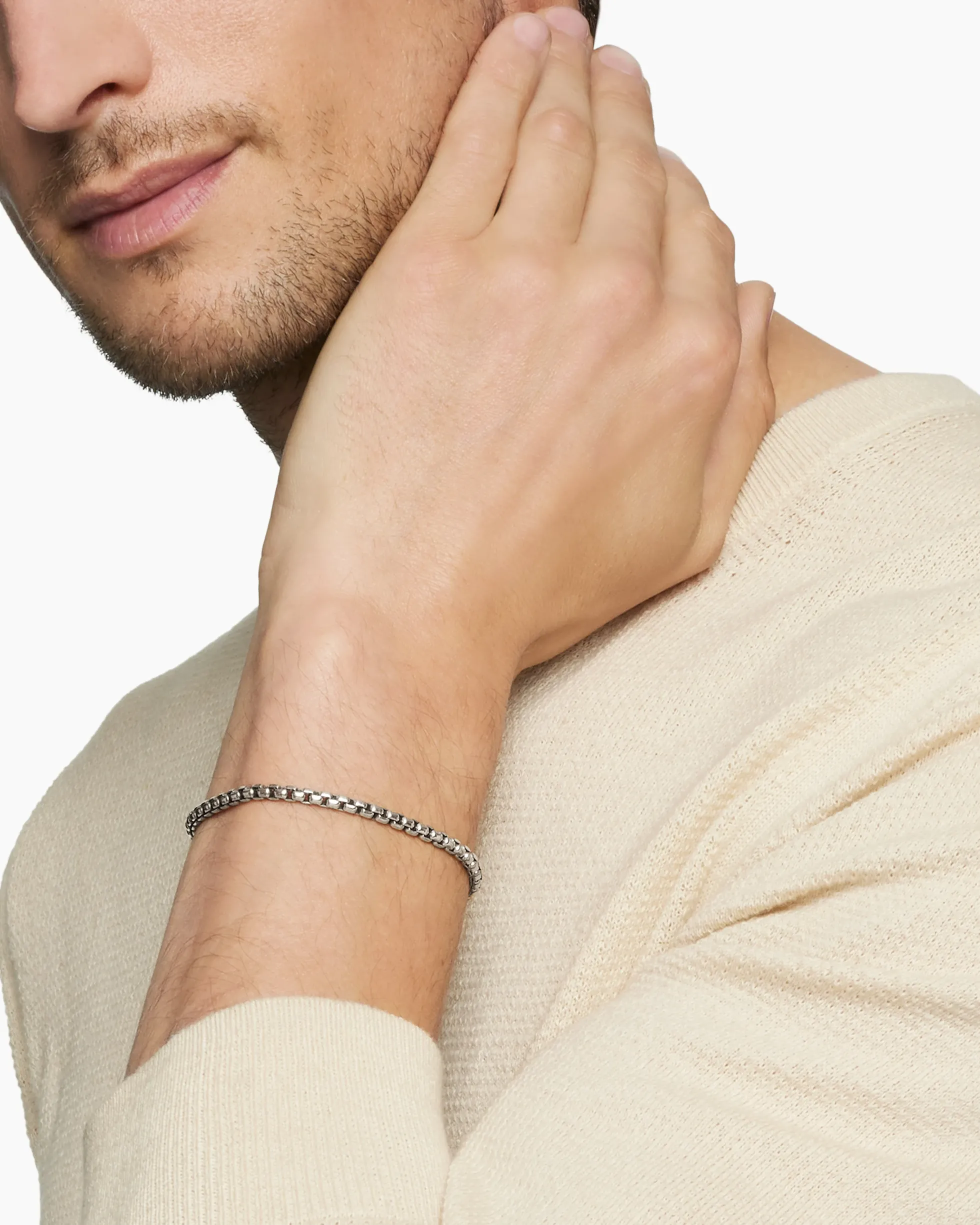 Box Chain Bracelet Sterling Silver, 3.6mm