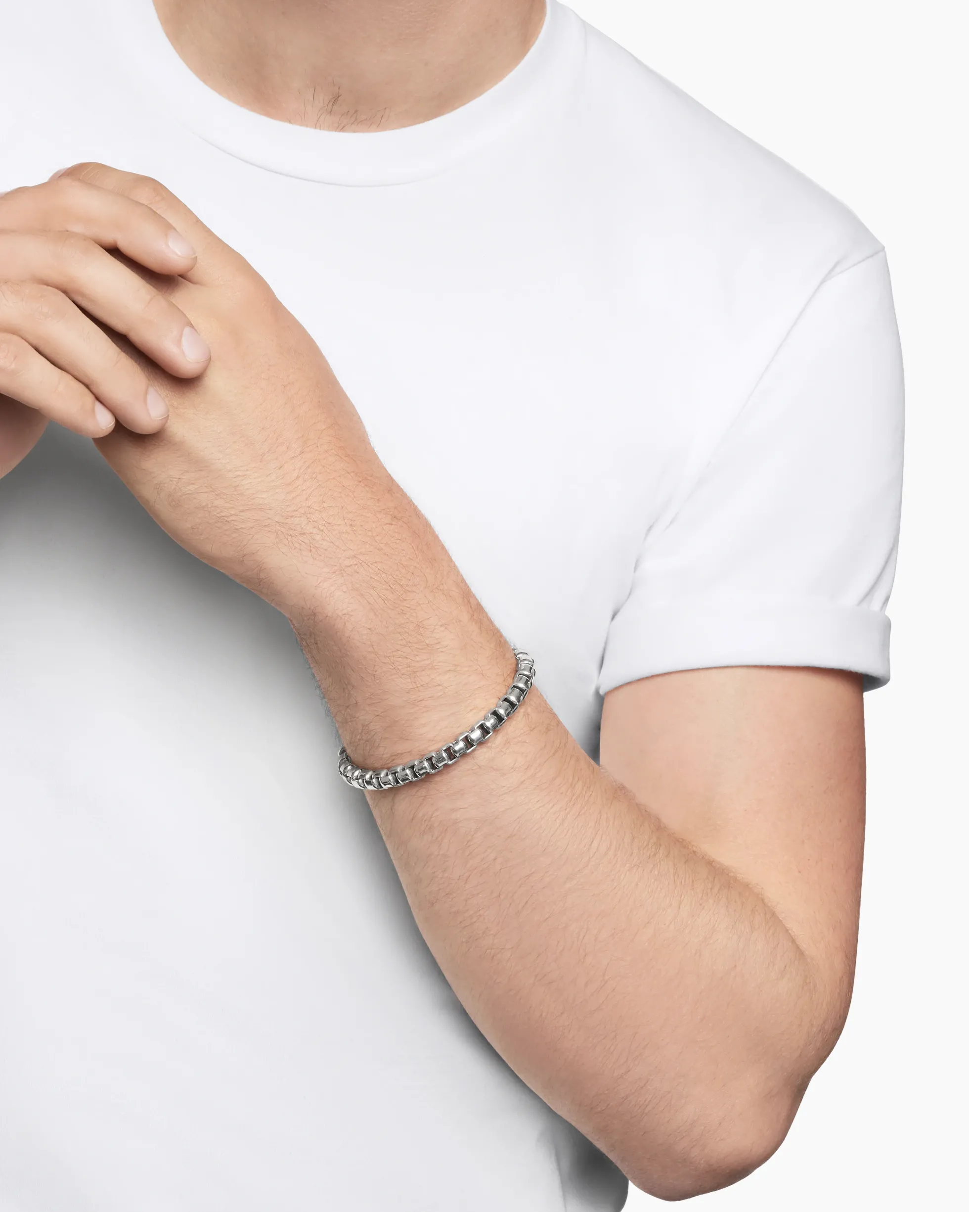Box Chain Bracelet Sterling Silver, 7.3mm
