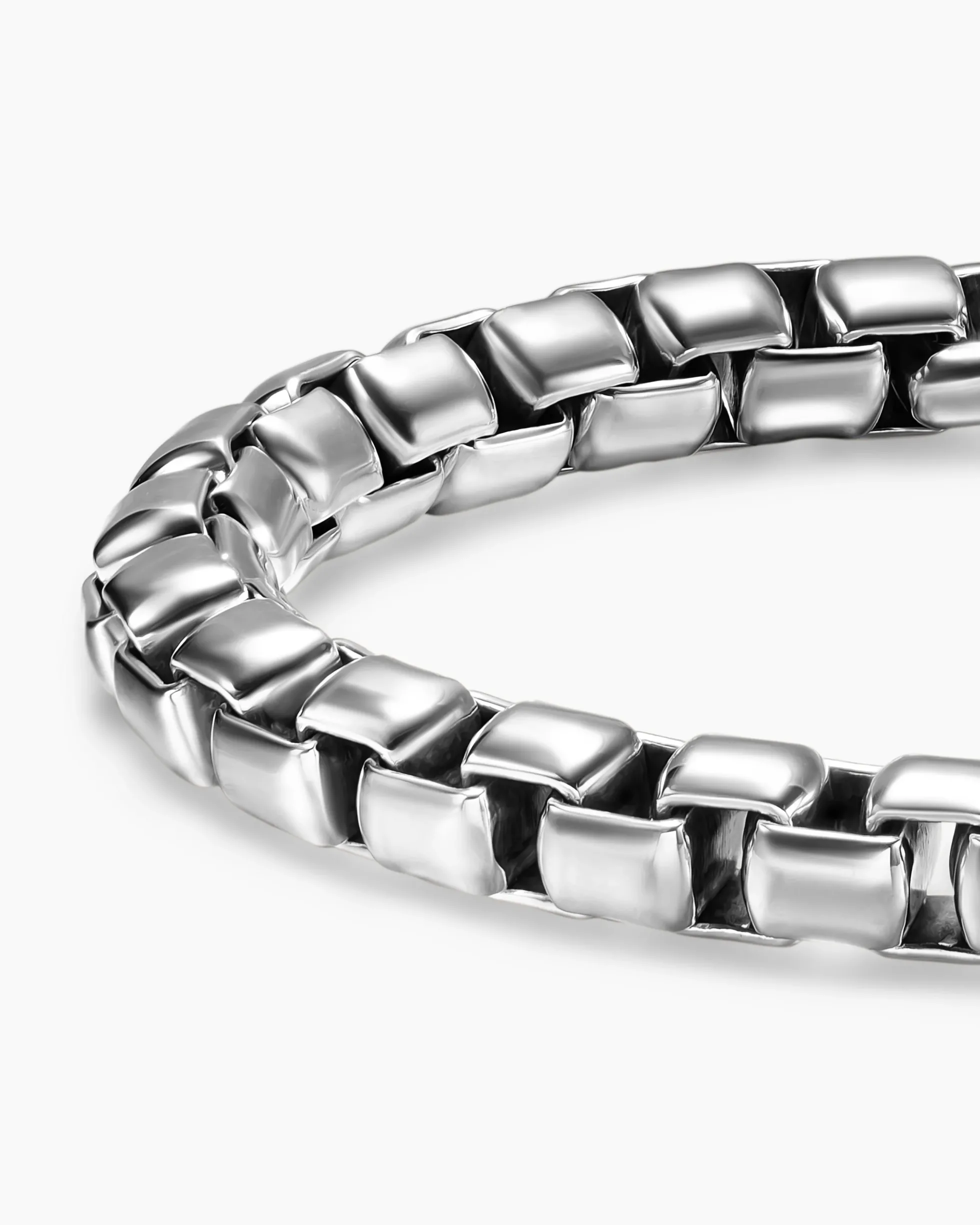Box Chain Bracelet Sterling Silver, 7.3mm