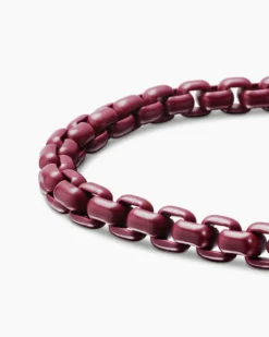 Box Chain Bracelet Sterling Silver with Burgundy Stainless Steel, 5mm