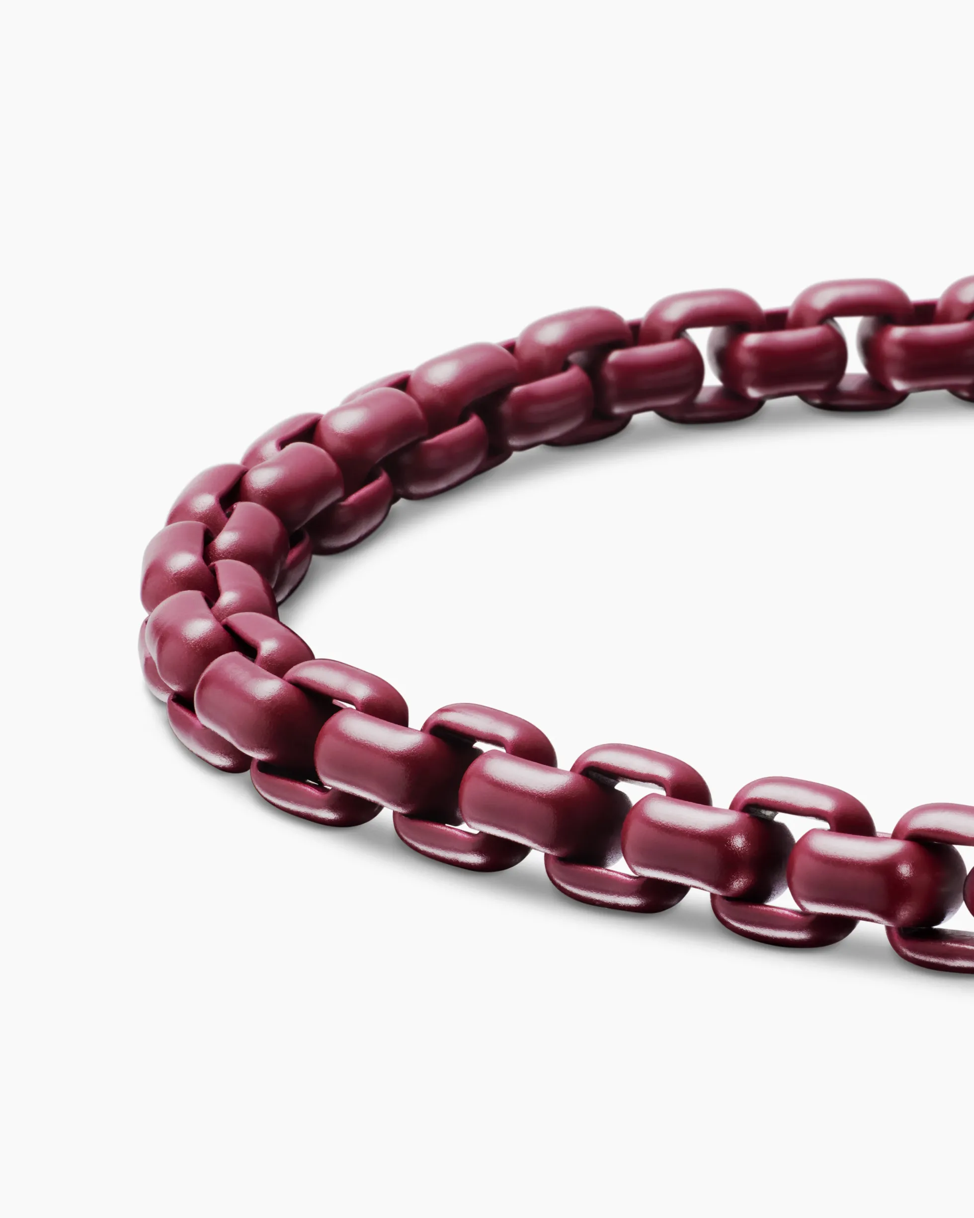 Box Chain Bracelet Sterling Silver with Burgundy Stainless Steel, 5mm