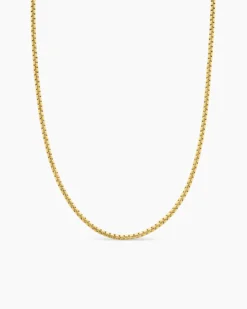 Box Chain Necklace Brushed 18K Yellow Gold, 2.7mm