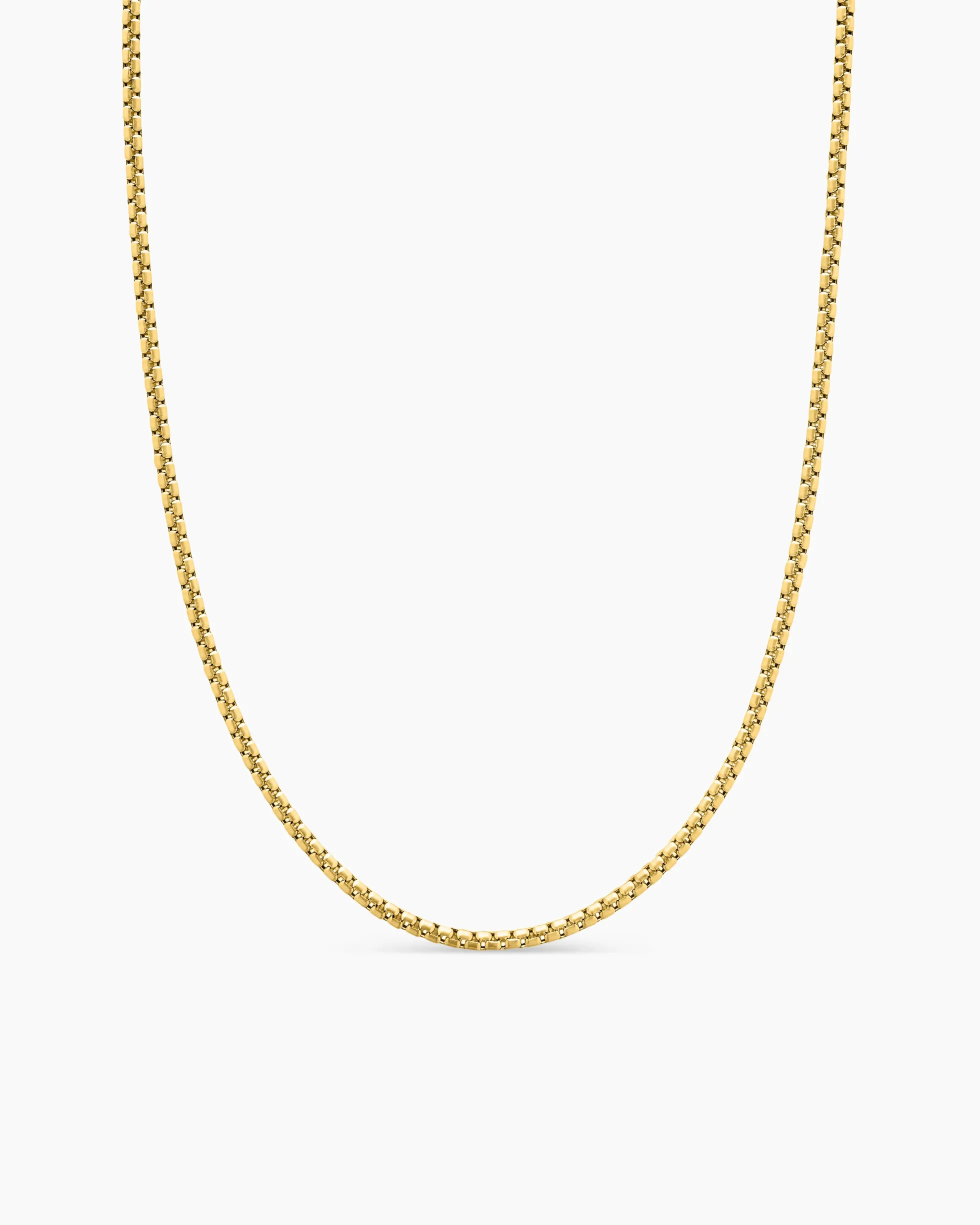 Box Chain Necklace Brushed 18K Yellow Gold, 2.7mm