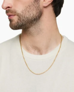 Box Chain Necklace Brushed 18K Yellow Gold, 2.7mm