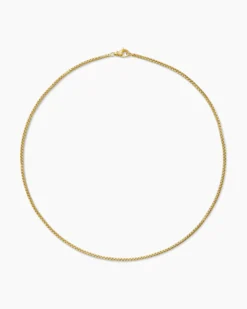 Box Chain Necklace Brushed 18K Yellow Gold, 2.7mm