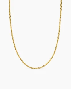 Box Chain Necklace Brushed 18K Yellow Gold, 2.7mm