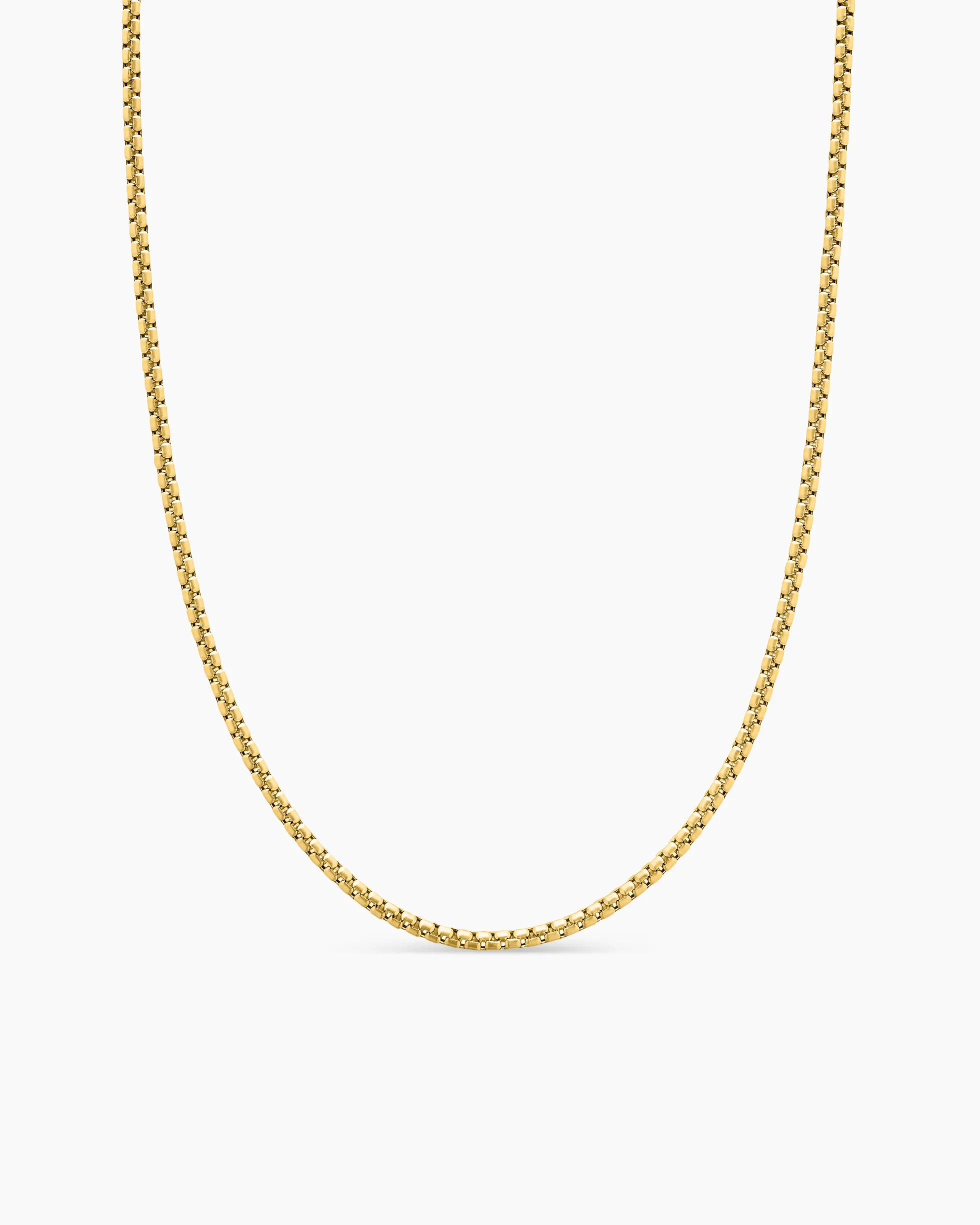 Box Chain Necklace Brushed 18K Yellow Gold, 2.7mm