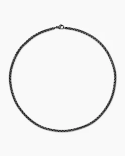 Box Chain Necklace Darkened Stainless Steel, 4mm