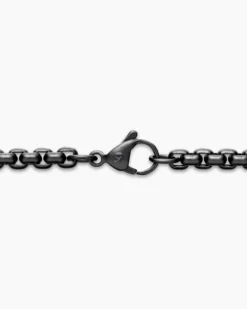 Box Chain Necklace Darkened Stainless Steel, 4mm
