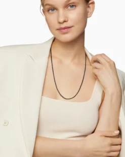 Box Chain Necklace Darkened Sterling Silver, 2.7mm