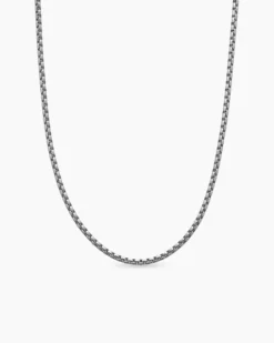 Box Chain Necklace Grey Titanium, 2.7mm