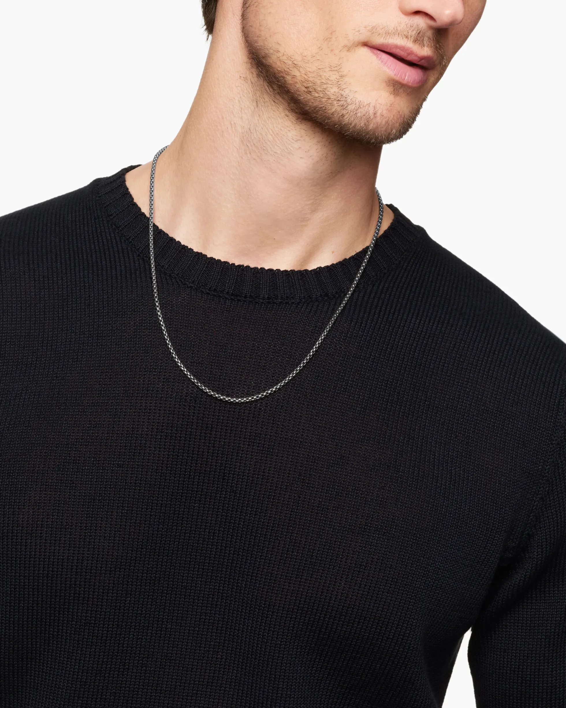 Box Chain Necklace Grey Titanium, 2.7mm