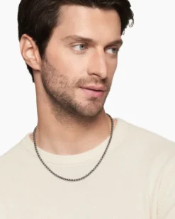 Box Chain Necklace Grey Titanium, 3.6mm