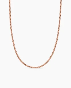 Box Chain Necklace 18K Rose Gold, 2.7mm