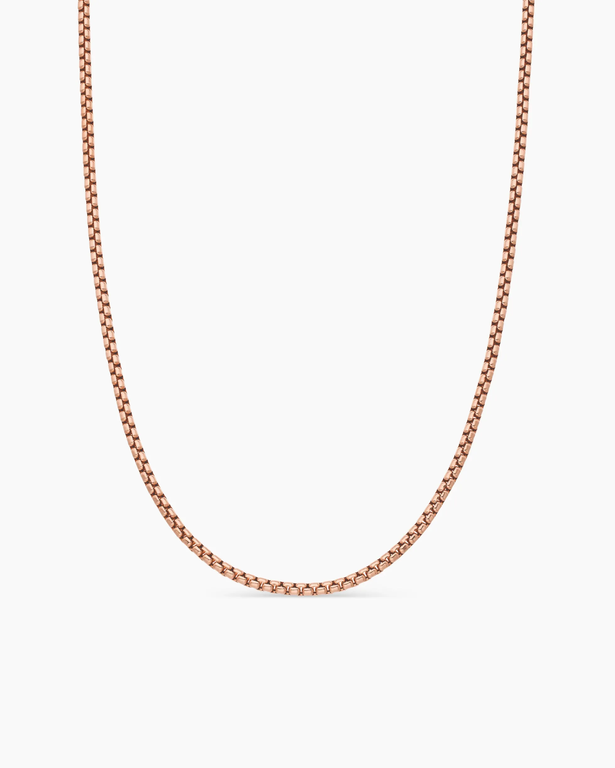 Box Chain Necklace 18K Rose Gold, 2.7mm