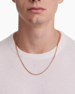 Box Chain Necklace 18K Rose Gold, 2.7mm